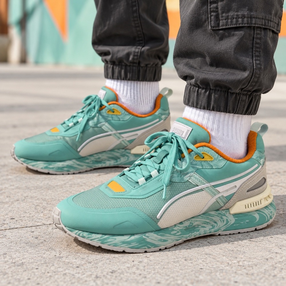 Puma Mirage Tech Minty Fresh Sneakers Men's 10.5 Aqua Orange 382166-01 Athletic